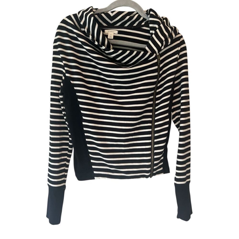Caslon NWT Sz M Striped Full Zip Sweater